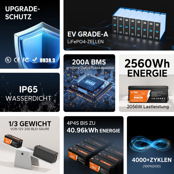 Die Vorteile von LiTime 12V 200Ah Plus Lithium-LiFePO4 Batterie