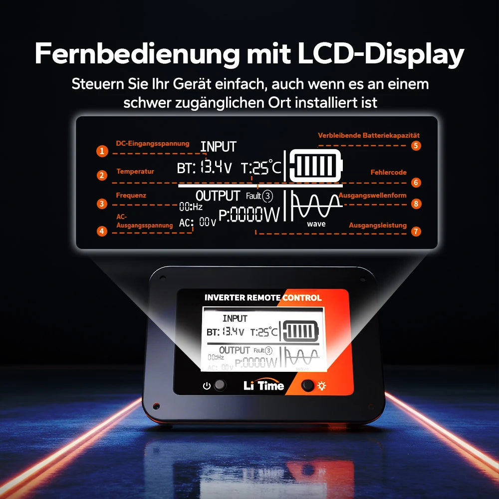 LiTime 1000W Onduleur à onde sinusoïdale pure Convertisseur 12VDC à 230VAC