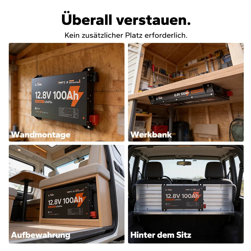 【NEU!】LiTime 12V 100Ah Ultra Slim LiFePO4 mit Bluetooth & Selbsterwärmung – für Wohnmobile, Pickups & Campervans