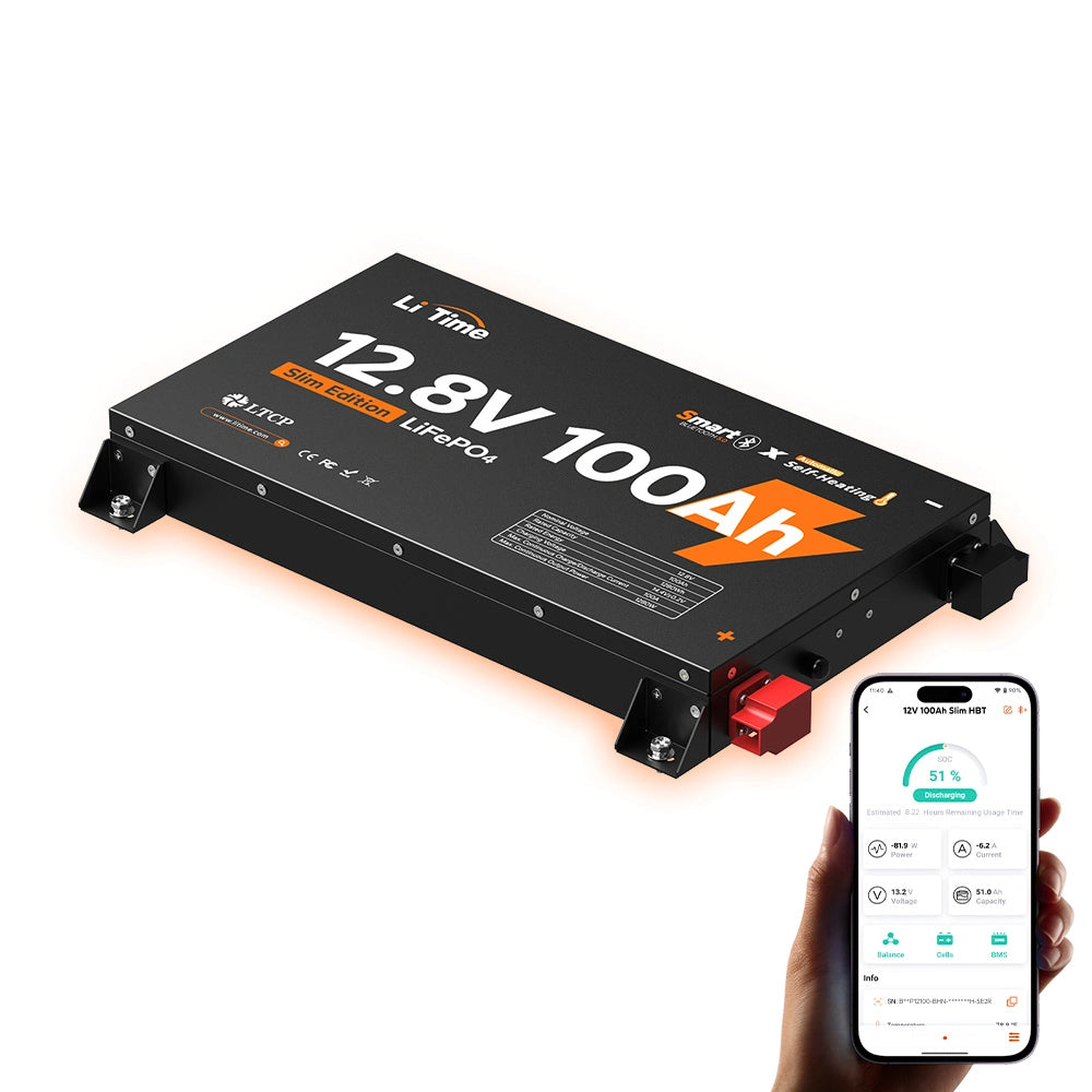 【NEU!】LiTime 12V 100Ah Ultra Slim LiFePO4 mit Bluetooth & Selbsterwärmung – für Wohnmobile, Pickups & Campervans