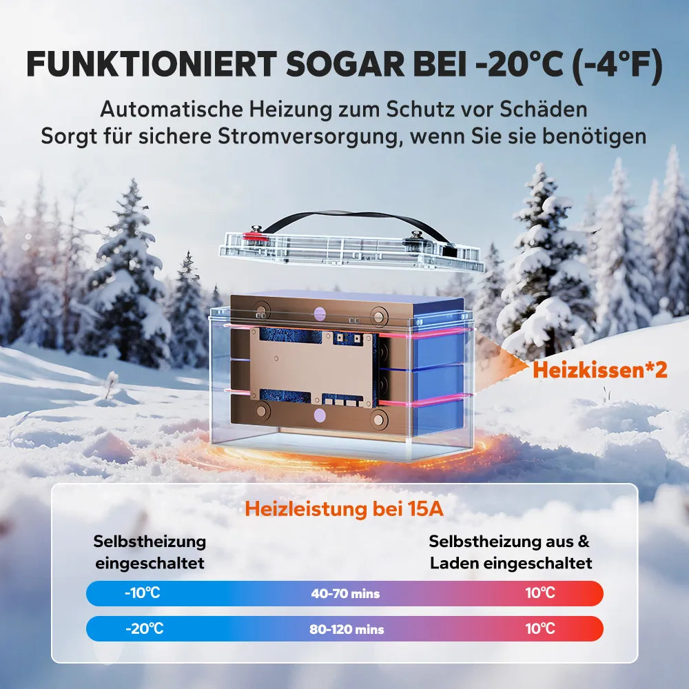 LiTime 12V 165Ah LiFePO4 Batterie mit Selbstheizung und Frostschutz
