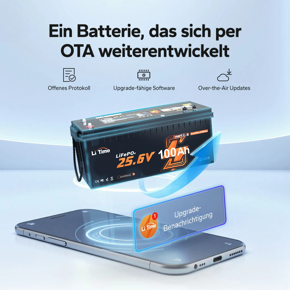 LiTime 24V 100Ah Smart ComFlex LiFePO4 – Bluetooth & Victron compatible