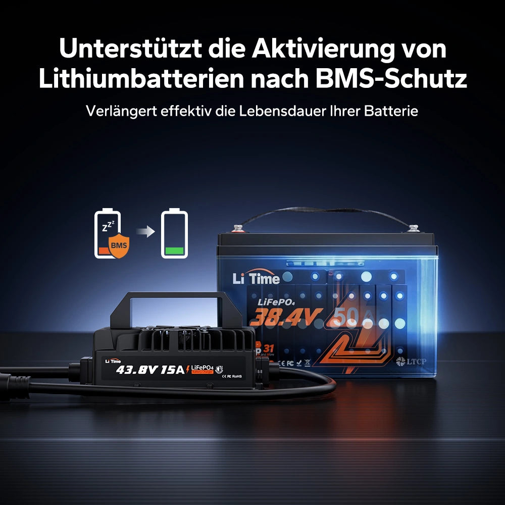 LiTime 36V 15A LiFePO4-Batterieladegerät IP66 wasserdicht