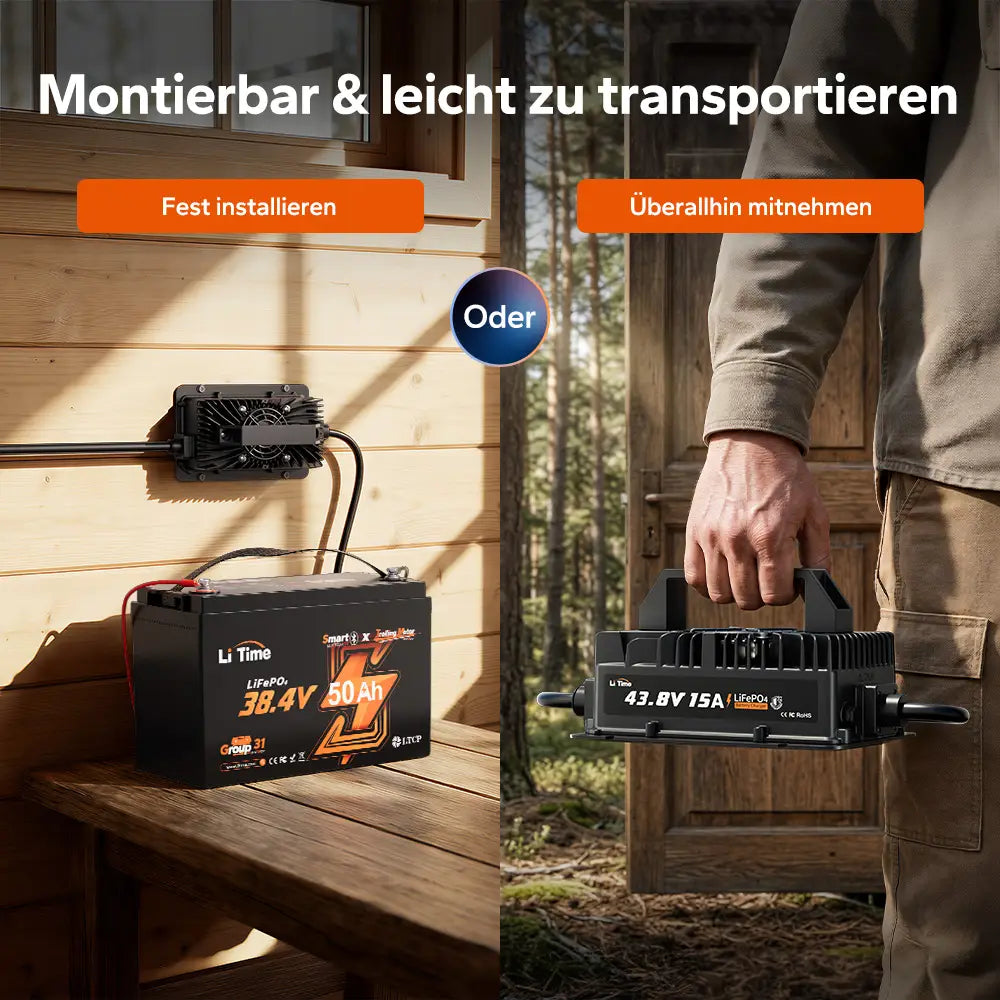 LiTime 36V 15A LiFePO4-Batterieladegerät IP66 wasserdicht