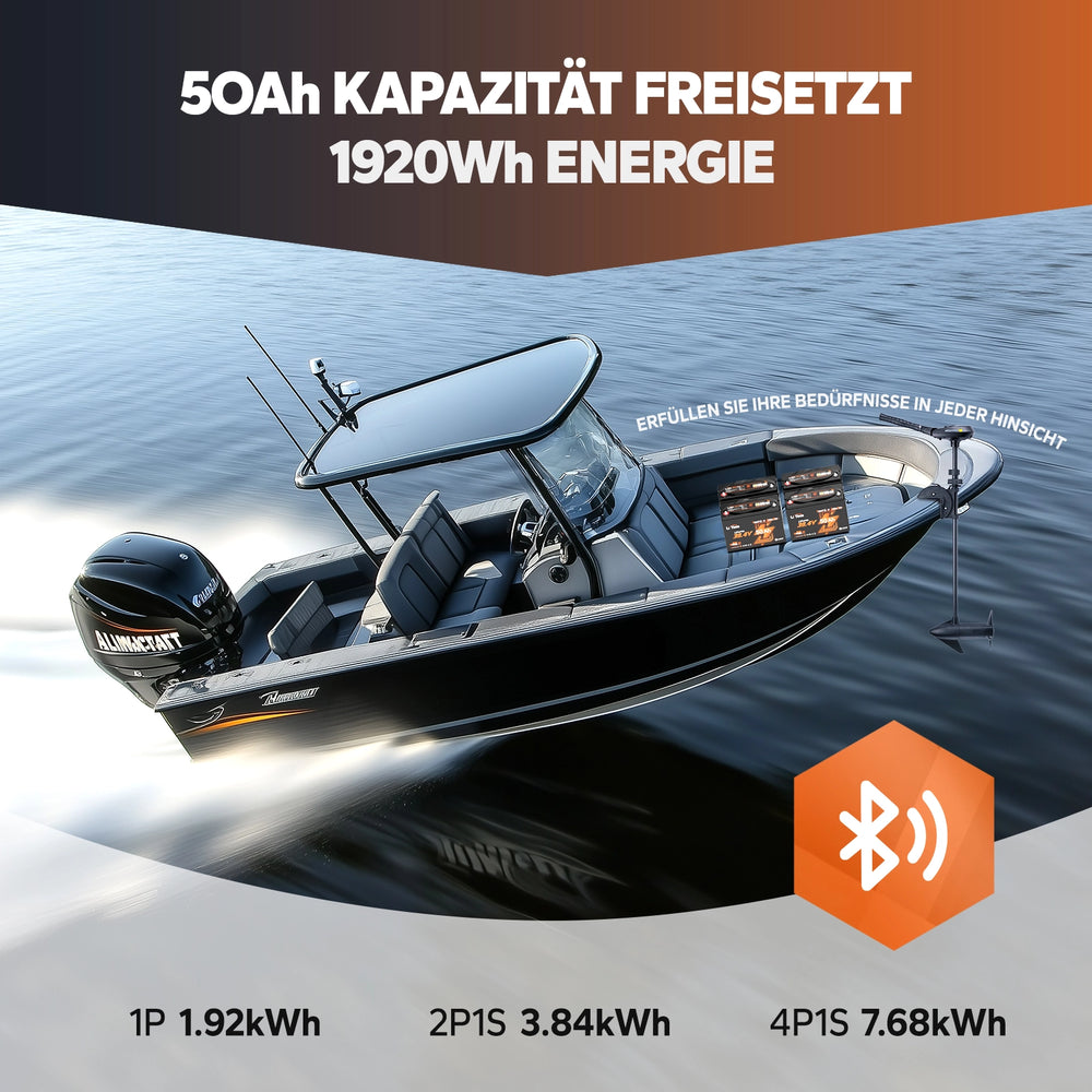 LiTime 36V 50Ah LiFePO4 Marine Batterie mit 1920 Wh Energie für Boote