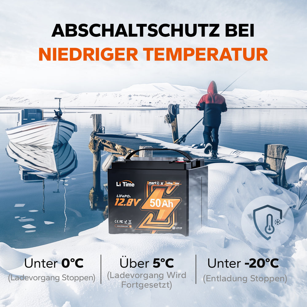 Lithium Batterie verfügt über Abschaltschutz bei niederiger Temperatur