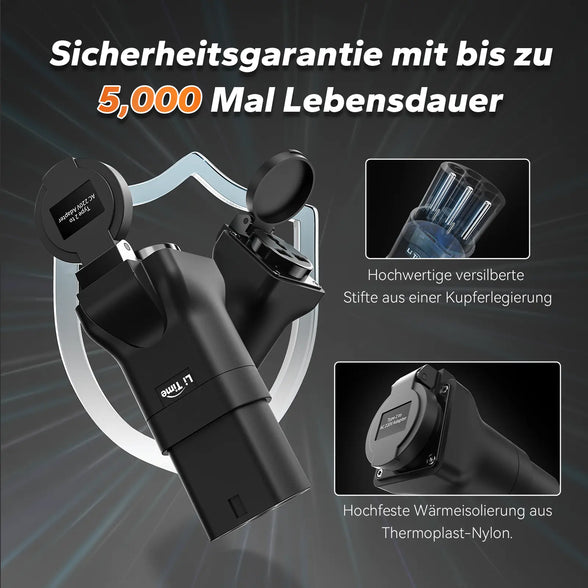 Universal AC-EV ladestasjonsadapter Type 2 på Schuko Connector, ideell for e-sykler, scootere og litiumbatteriladere