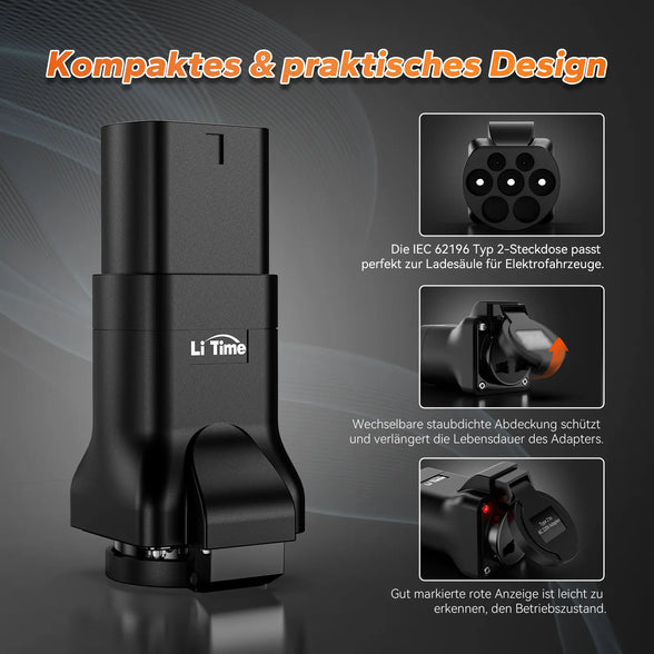 Universal AC-EV ladestasjonsadapter Type 2 på Schuko Connector, ideell for e-sykler, scootere og litiumbatteriladere