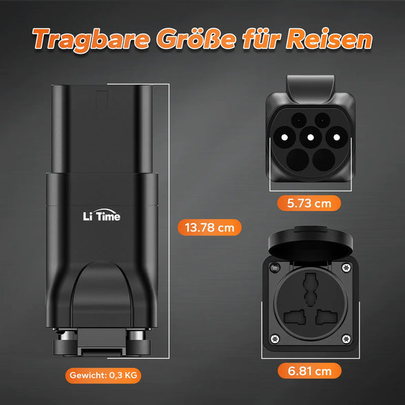 Universal AC-EV ladestasjonsadapter Type 2 på Schuko Connector, ideell for e-sykler, scootere og litiumbatteriladere