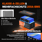 LiTime 12V 300Ah Lithium LiFePO4 Batterie- Qualifizierte Grade A Zellen & Sichere 200A BMS 