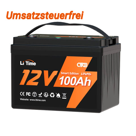 【0% IVA】Batería LiTime 12V 100Ah Smart Lithium LiFePO4 (SOLO para edificios residenciales y SOLO en DEU - Solo para clientes en Alemania)