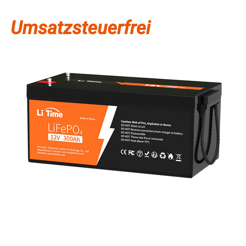 【0% IVA】Batería LiTime 12V 300Ah Lithium LiFePO4 (SOLO para edificios residenciales y SOLO en DEU - Solo para clientes en Alemania)