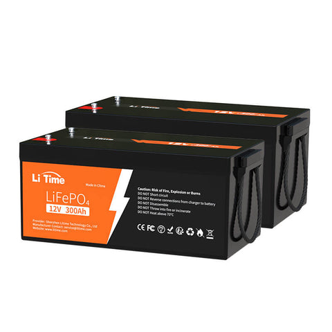  LiTime 12V 300Ah Lithium LiFePO4 Batterie -2 pack