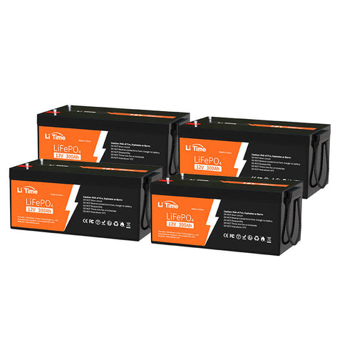  LiTime 12V 300Ah Lithium LiFePO4 Batterie -4 pack