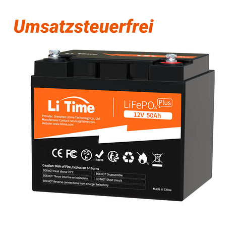 LiTime 12 Volt Batterie&nbsp;50Ah LiFePO4-Akku hat 10-jährige Lebensdauer und 4000~15000 Deep Cycles, während ein 12V 100Ah Bleibatterie&nbsp;nur eine 2,5-jährige Lebensdauer und 200-500 Zyklus&nbsp;hat. 