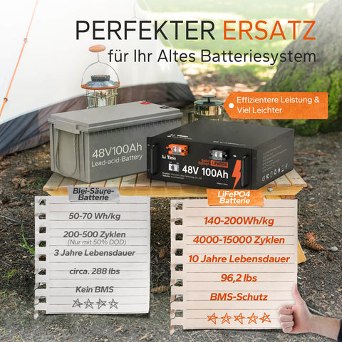 【0% IVA】Batteria LiTime 48V 100Ah Lithium LiFePO4 (SOLO per edifici residenziali e SOLO in DEU - Solo per clienti in Germania)