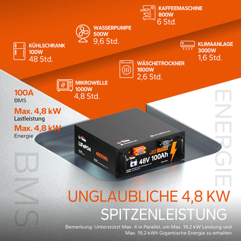 LiTime 48V 100Ah Deep Cycle Lithium LiFePO4 Batterie