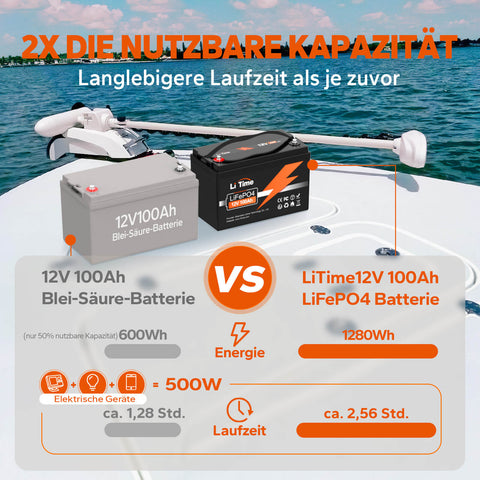 【0% IVA】Batería de litio LiTime 12V 100Ah LiFePO4 (SOLO para edificios residenciales y SOLO en DEU - Solo para clientes en Alemania)