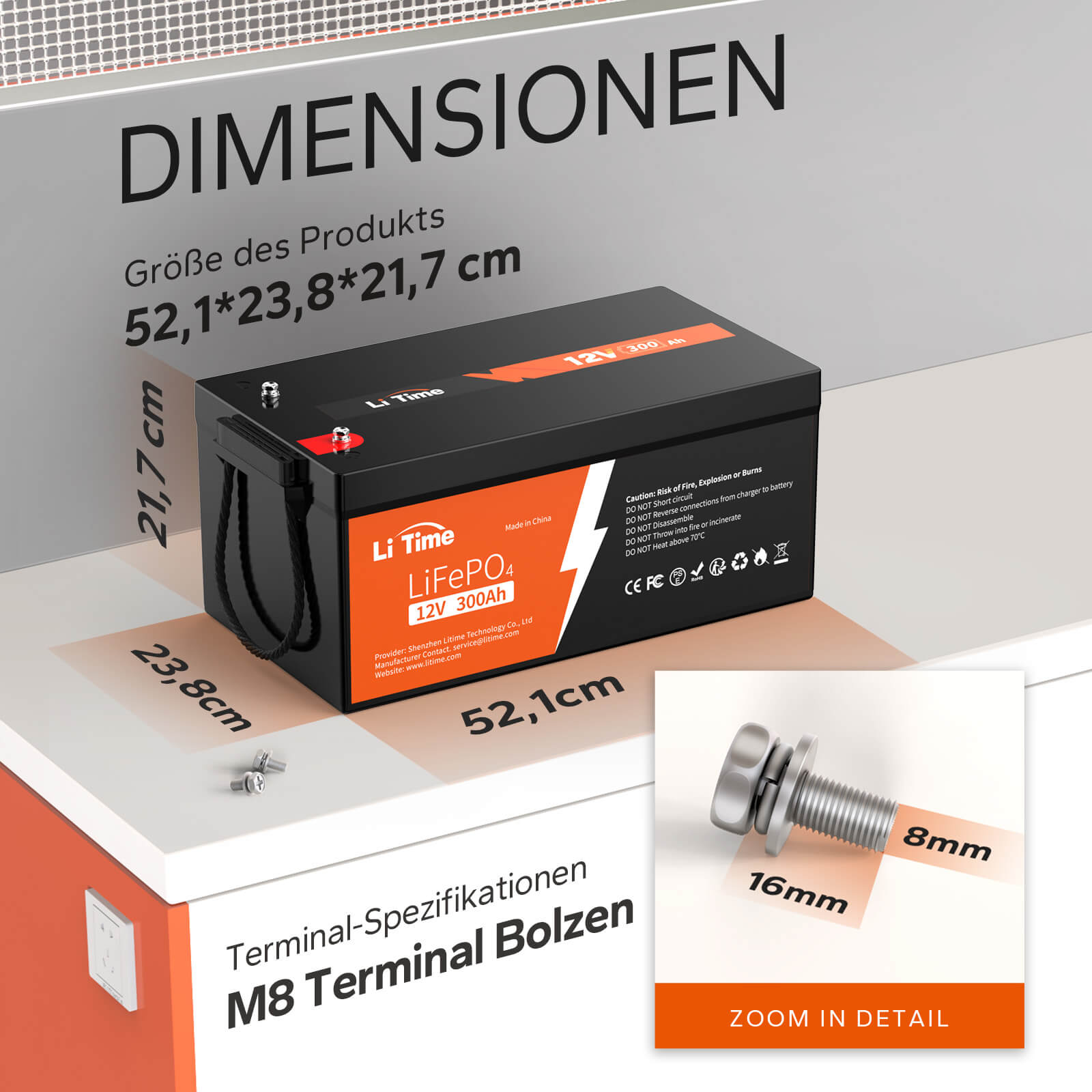 【0% TVA】Batterie LiTime 12V 300Ah Lithium LiFePO4 (UNIQUEMENT pour les bâtiments résidentiels et UNIQUEMENT en DEU - Uniquement pour les clients en Allemagne)