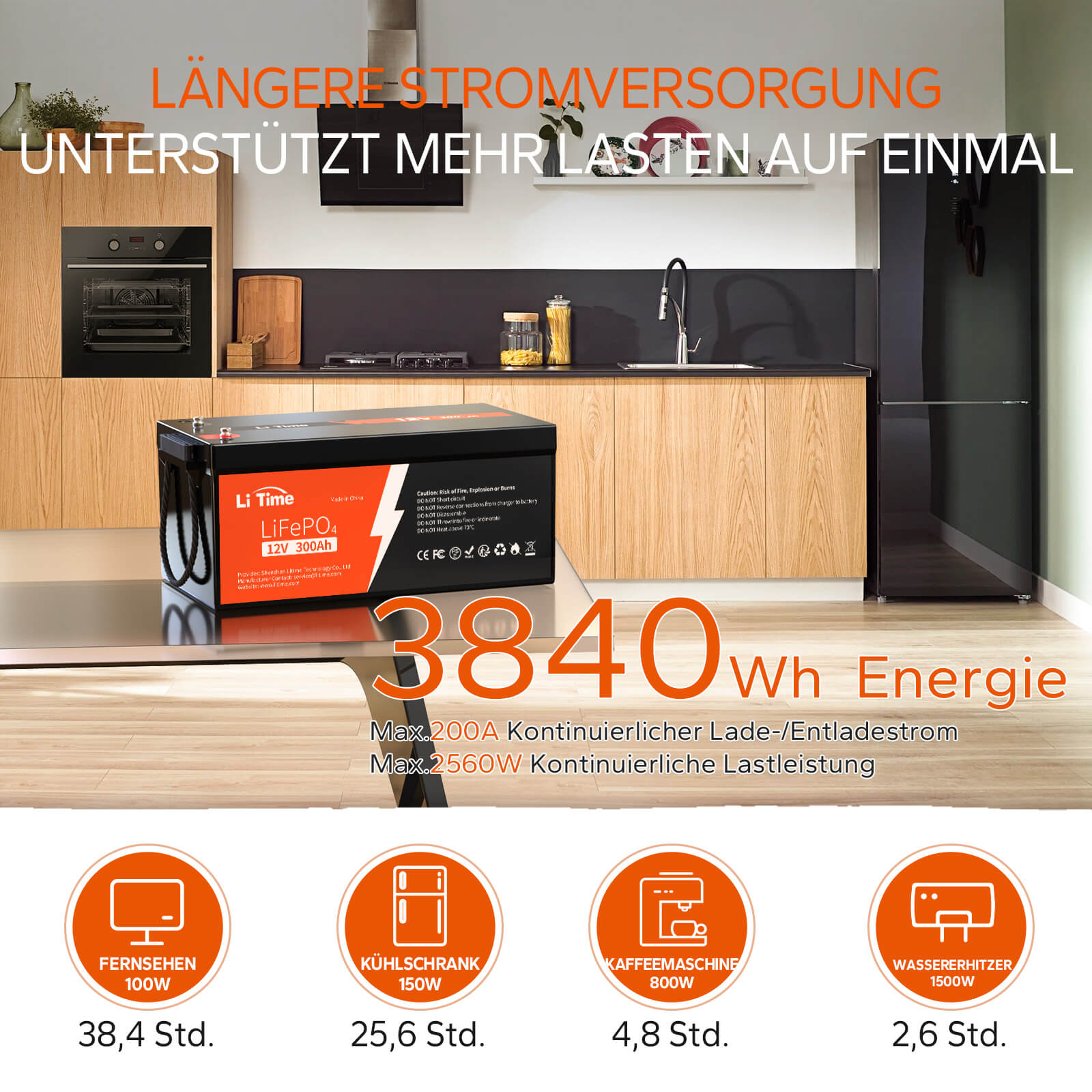 【0% TVA】Batterie LiTime 12V 300Ah Lithium LiFePO4 (UNIQUEMENT pour les bâtiments résidentiels et UNIQUEMENT en DEU - Uniquement pour les clients en Allemagne)