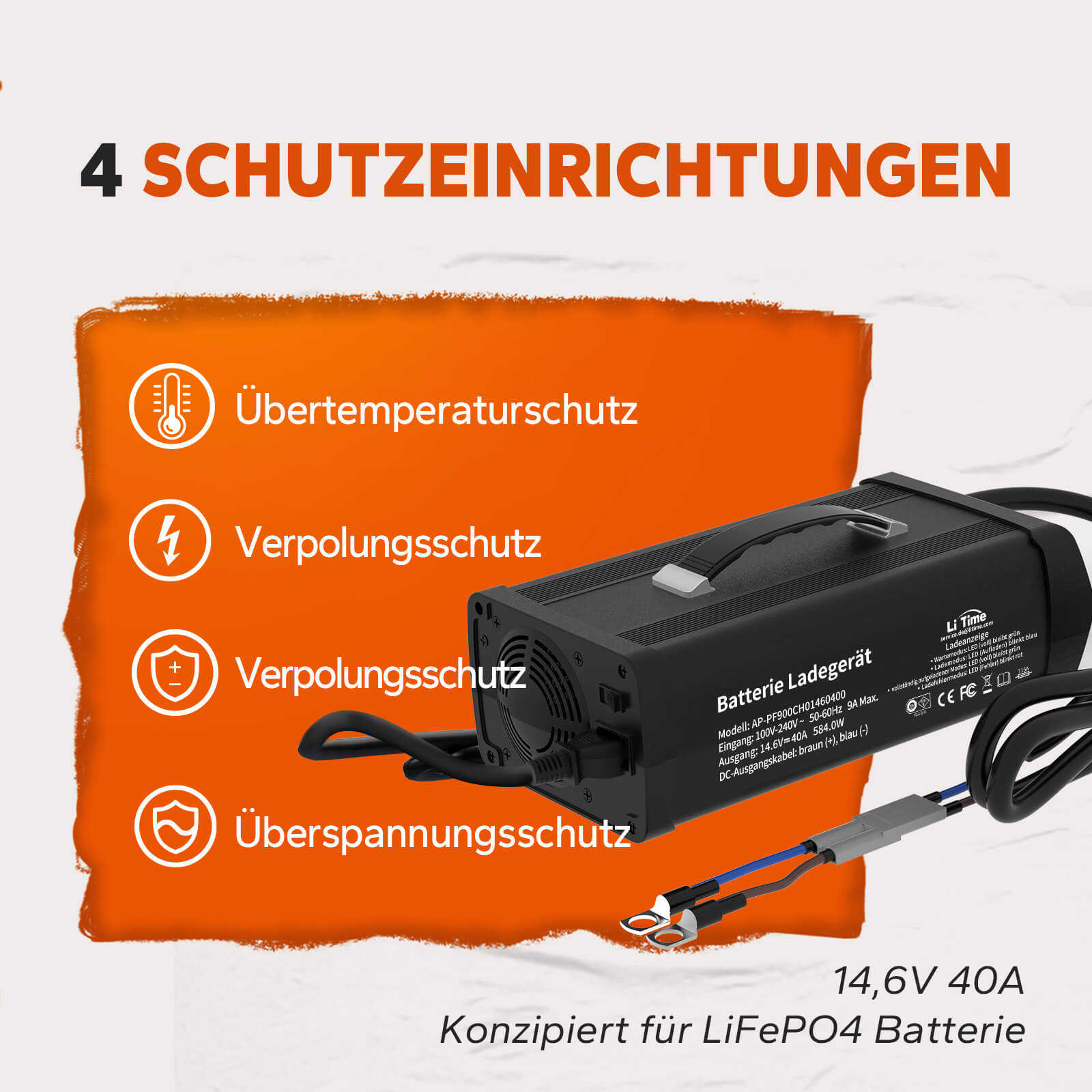 LiTime 14.6V 40A lithium battery charger for 12V LiFePO4 lithium battery