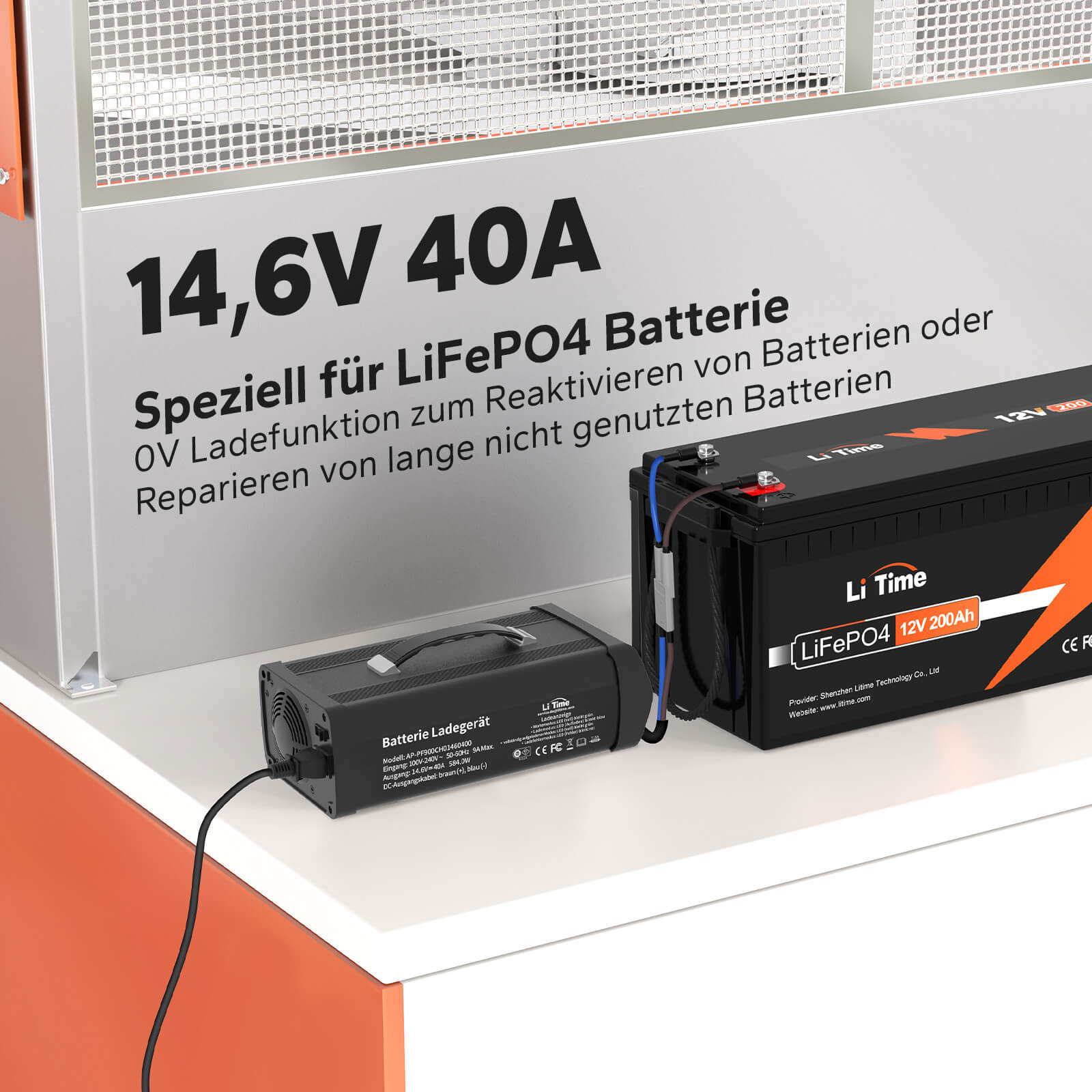 LiTime 14.6V 40A Lithium Batterieladegerät für 12V LiFePO4 Lithium